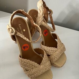 Kate spade disco raffia block heel platform sandals. Lightly used